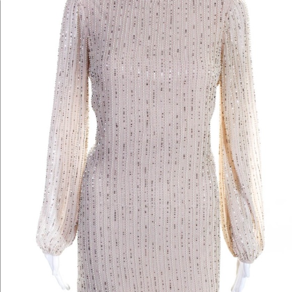 ONE33 SOCIAL Open-Back Beaded Shift Dress - Cocktail Formal Dress - peach ivory - Picture 3 of 16